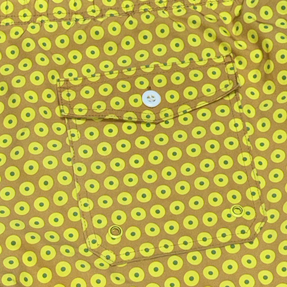George Mens Swim Trunks XL 40-42 Yellow Tan Geometric Circle Print READ Unlined - Picture 3 of 5
